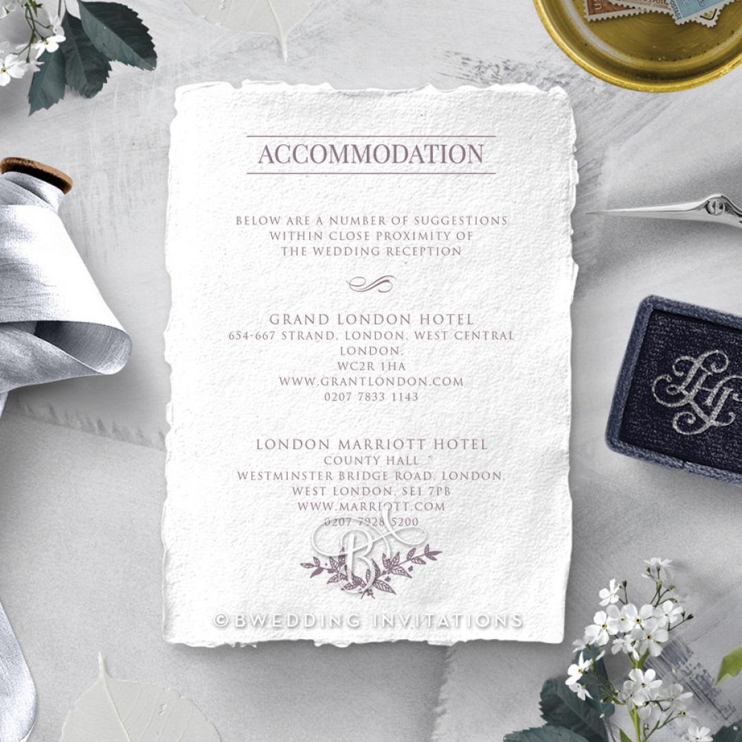 Ace of Spades with Deckled Edges wedding stationery accommodation card design