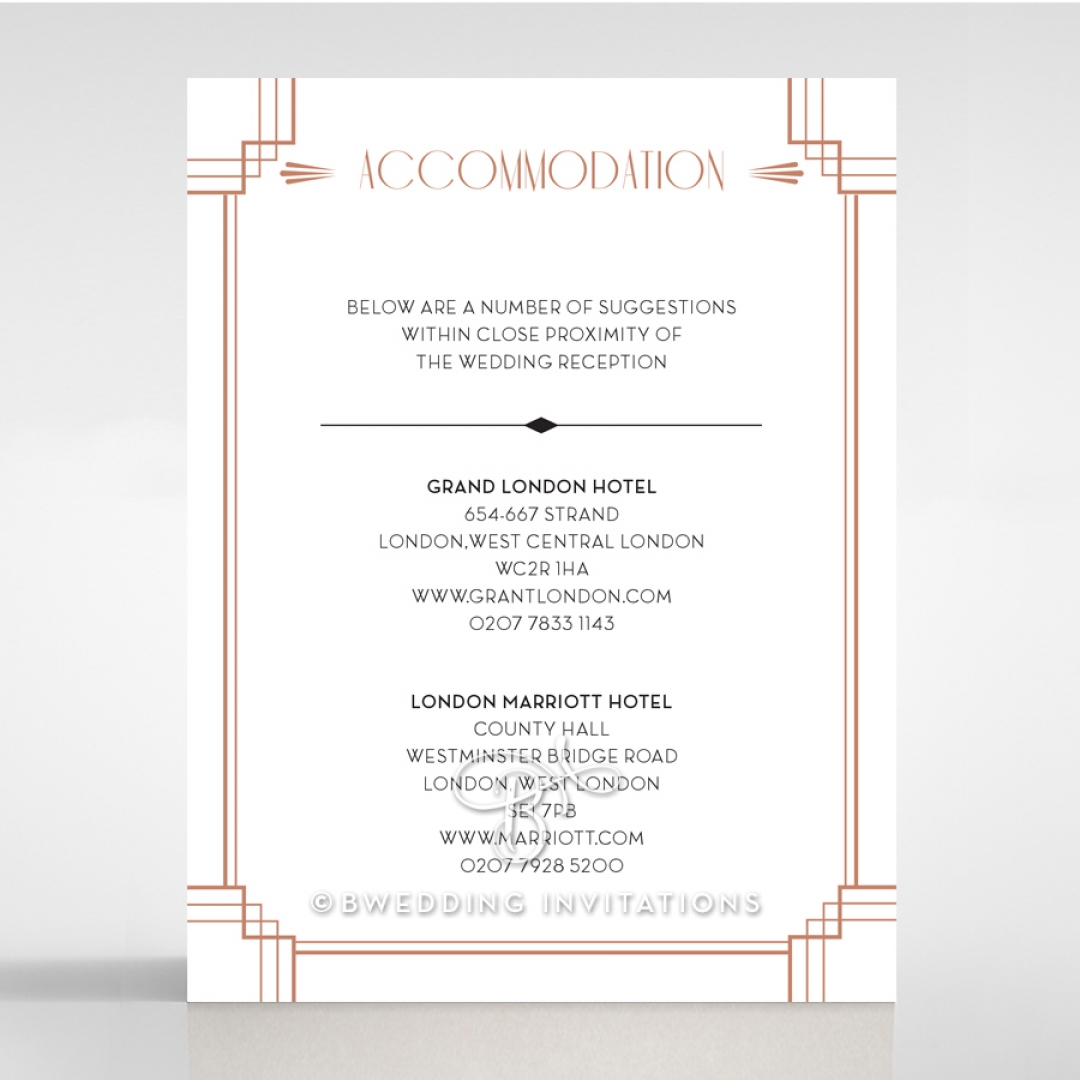 Art Deco Allure wedding accommodation enclosure card design