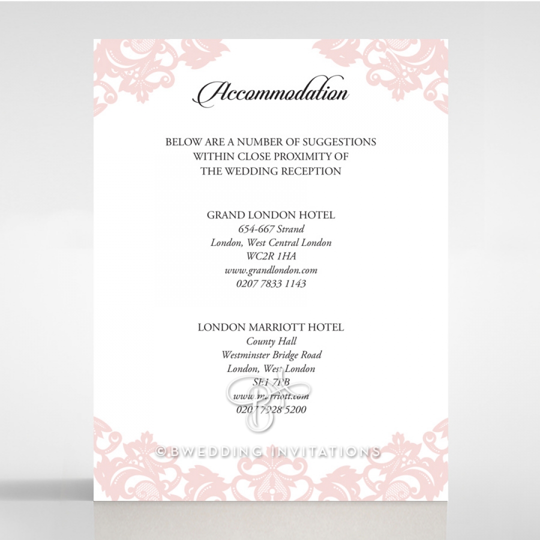 Baroque Pocket wedding accommodation card