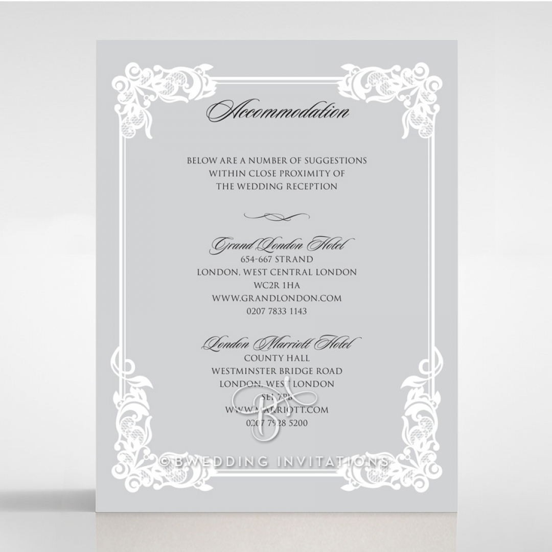 Black Divine Damask wedding accommodation invite card