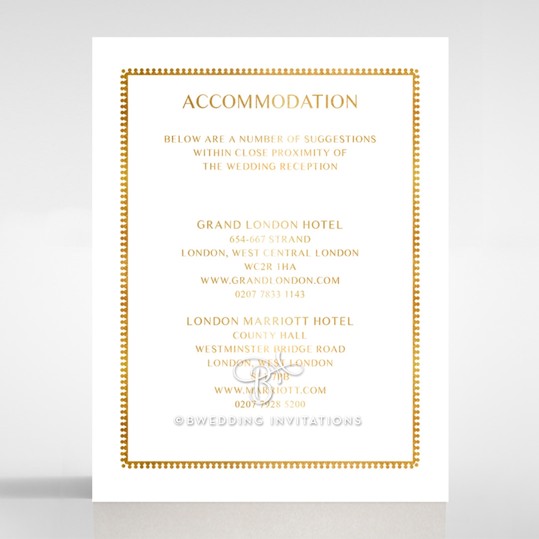 Black Doily Elegance with Foil wedding stationery accommodation card