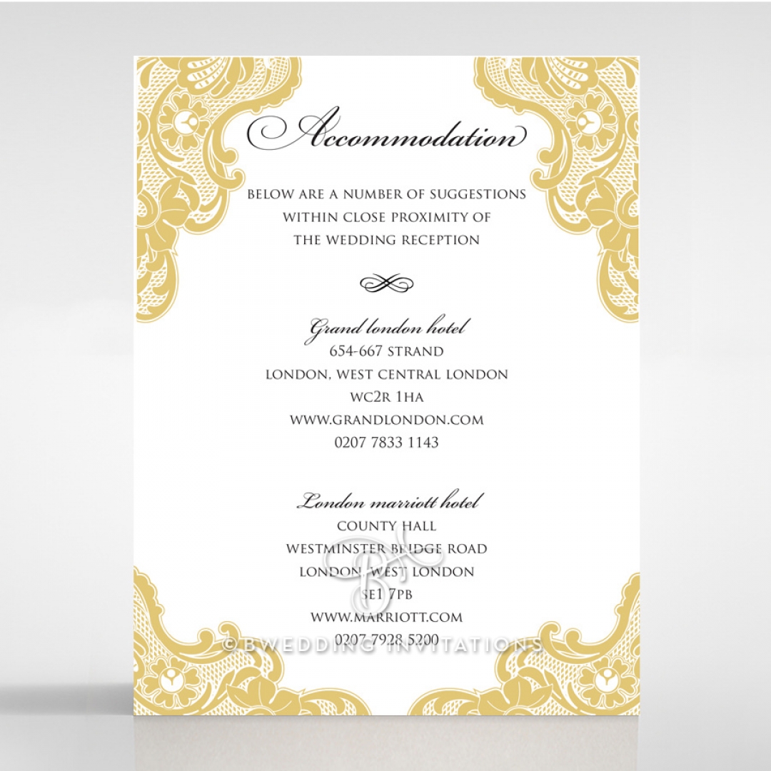 Black Lace Drop wedding accommodation enclosure invite card