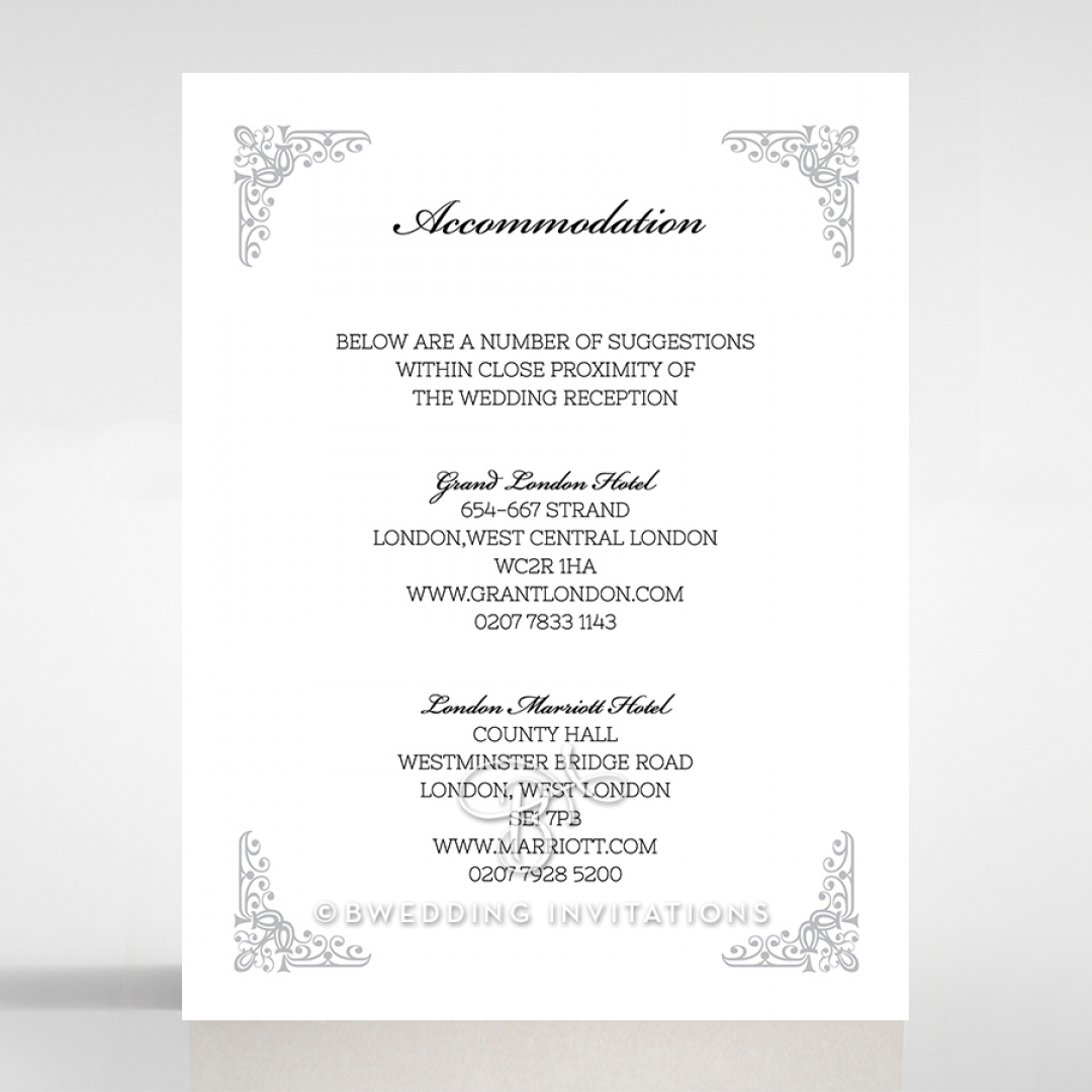 Black on Black Victorian Luxe wedding stationery accommodation card