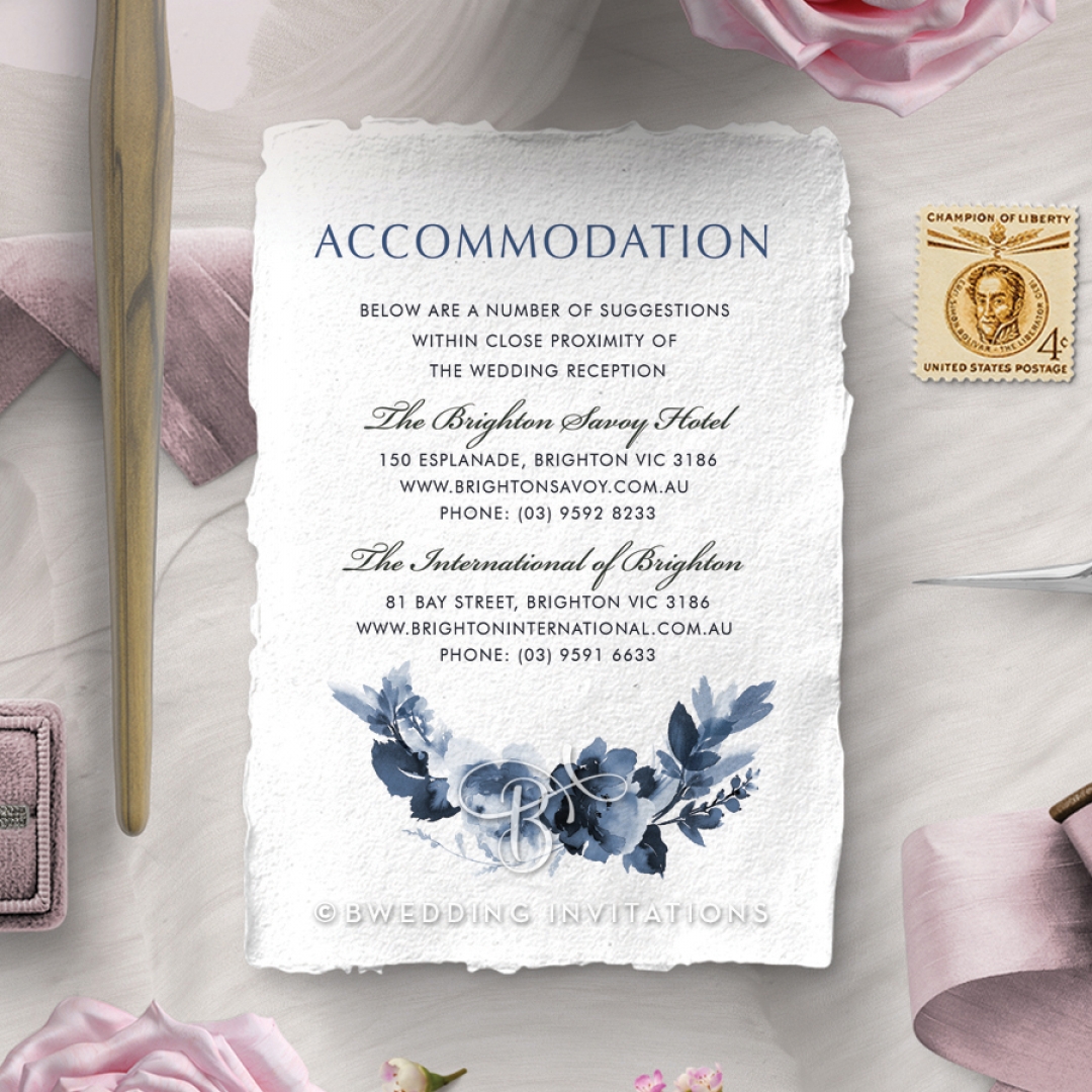 Blissful Union accommodation stationery invite card design