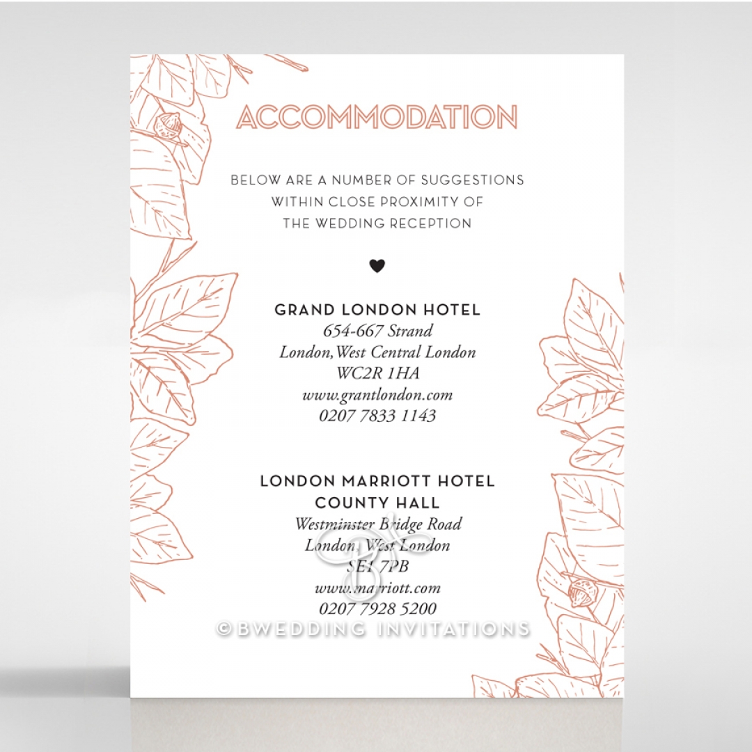 Botanical Canopy accommodation stationery invite card