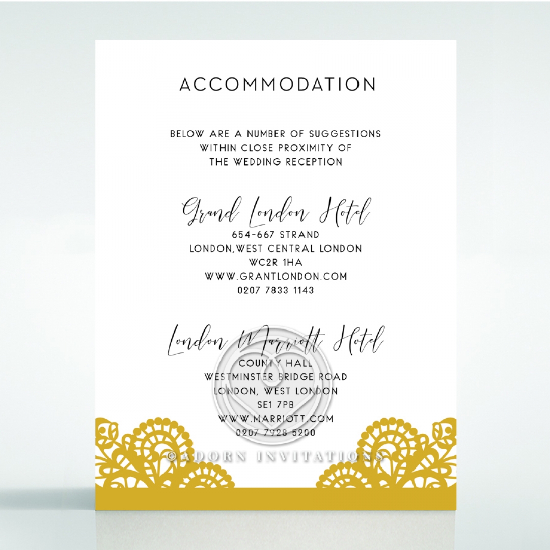 Breathtaking Baroque Foil Laser Cut accommodation wedding invite card