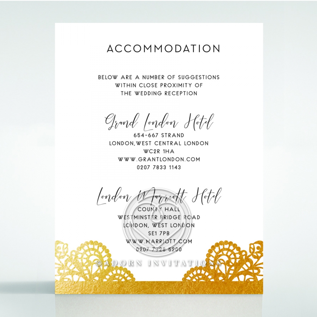 Breathtaking Baroque Foil Laser Cut accommodation wedding card design