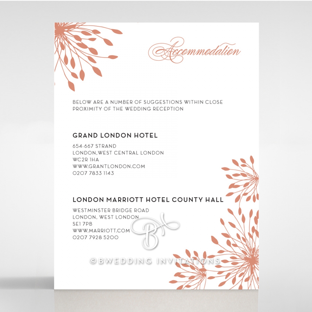 Bursting Bloom accommodation card design