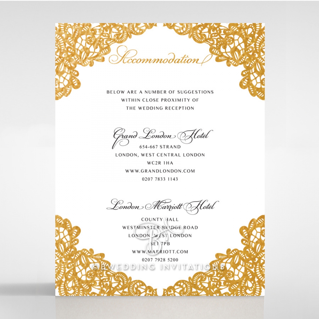 Charming Lace Frame with Foil wedding accommodation invitation