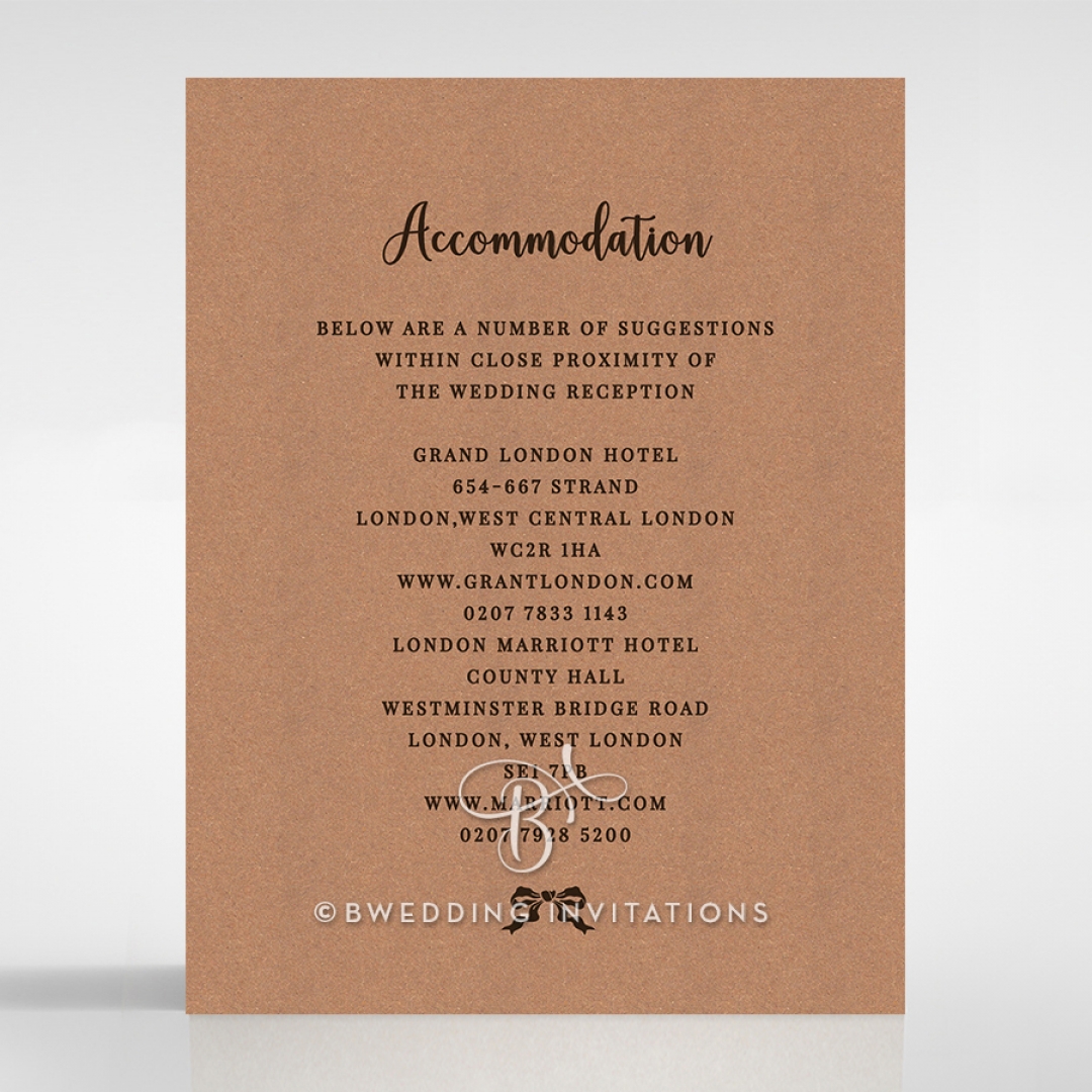 Chic Country Passion wedding accommodation invitation card