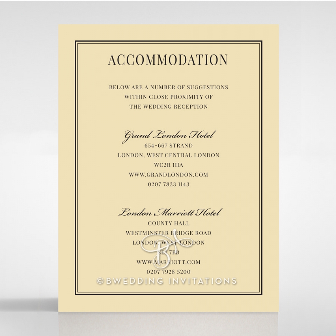 Damask Love wedding accommodation invitation card design