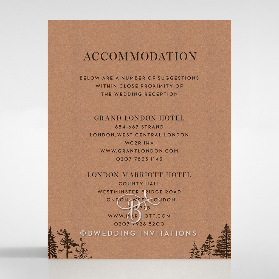 Delightful Forest Romance wedding accommodation invite