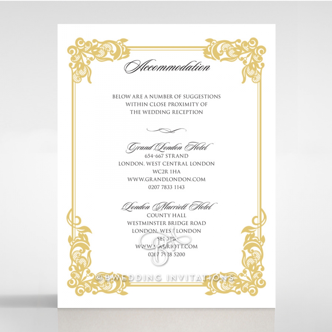 Divine Damask wedding accommodation invitation card