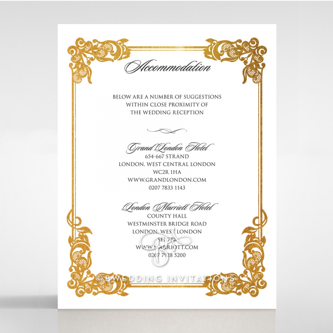 Divine Damask with Foil wedding accommodation invitation card design