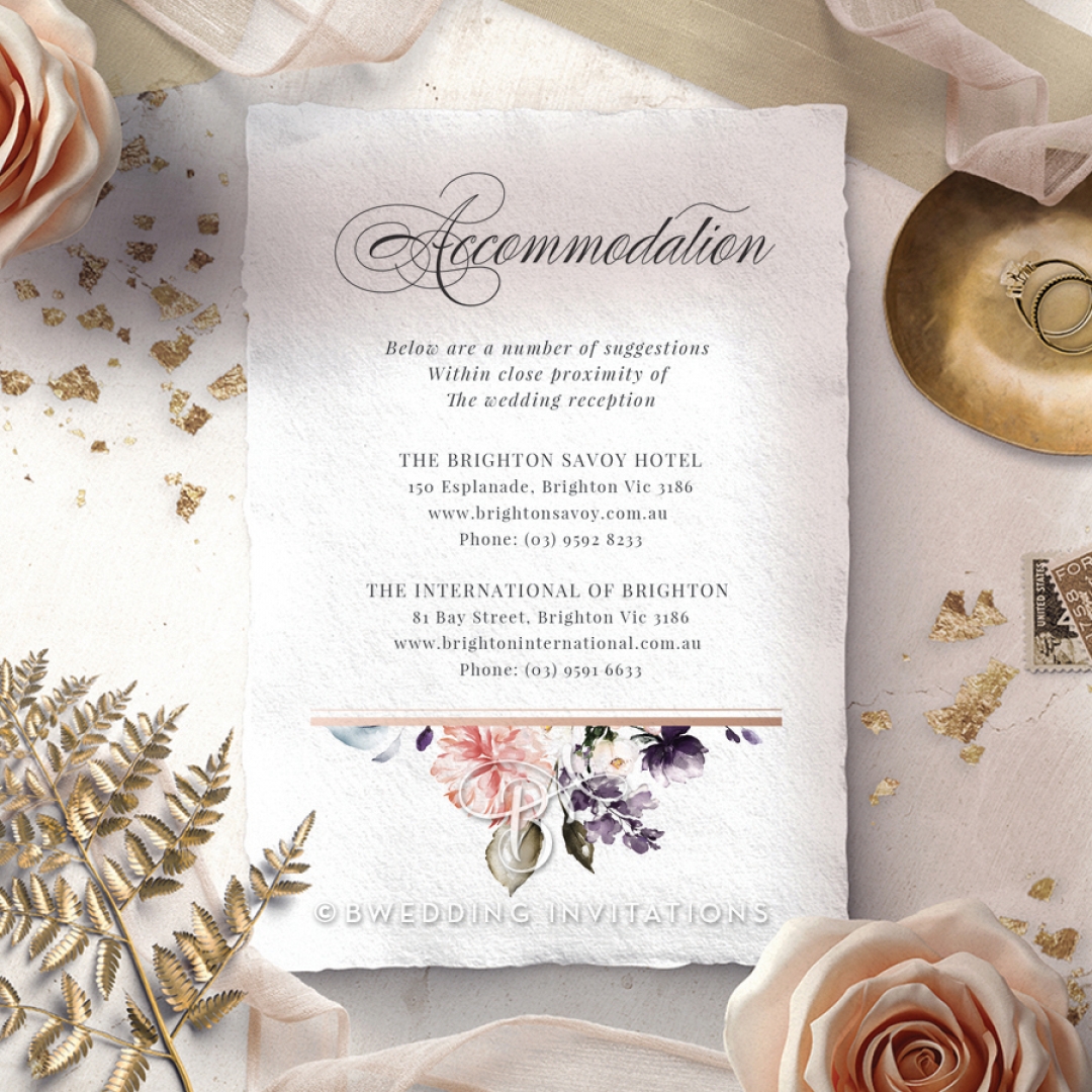 Enchanting Florals accommodation wedding card