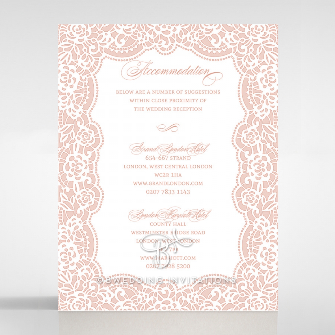 Floral Lace with Foil wedding accommodation invitation card