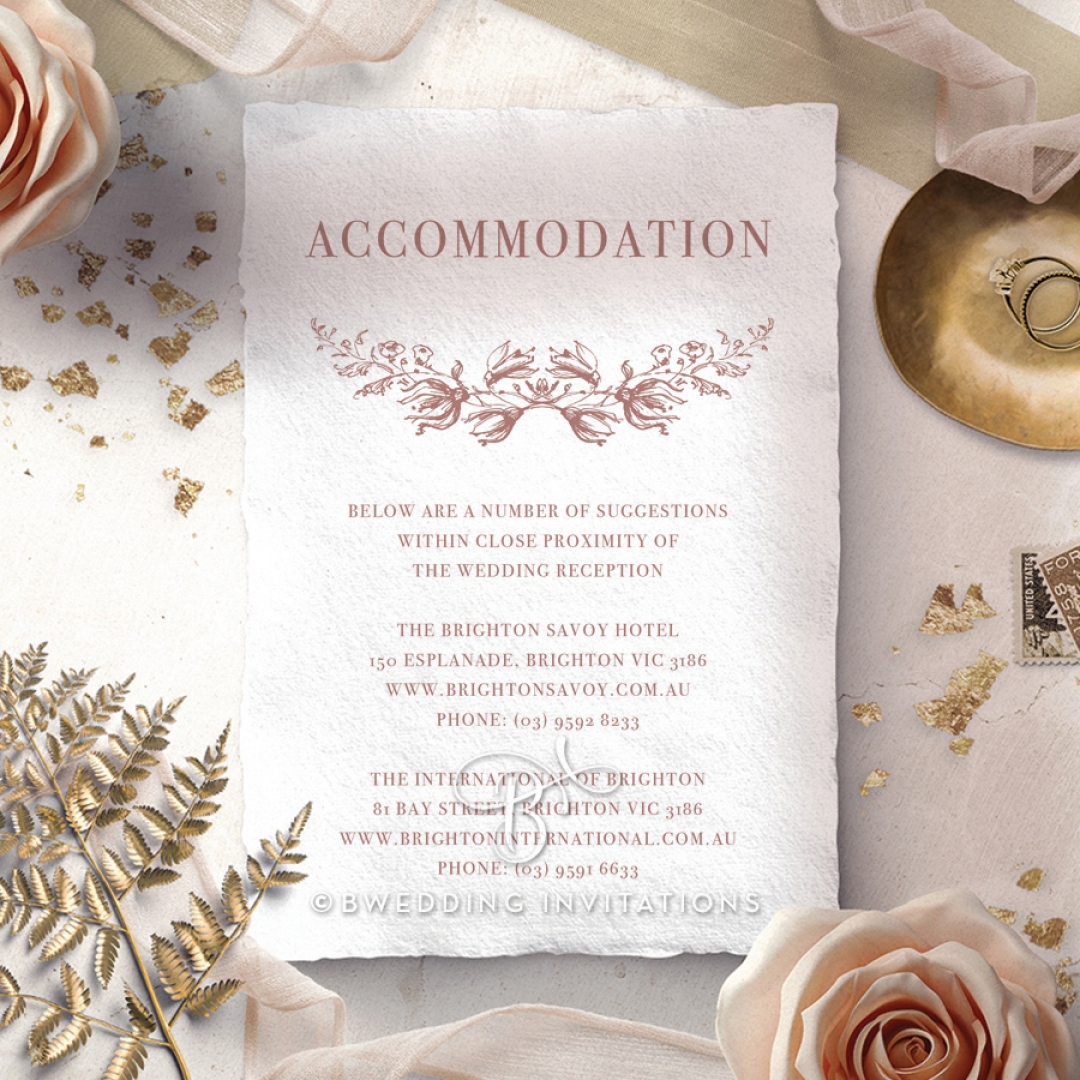 Fragrant Romance wedding stationery accommodation enclosure invite card design