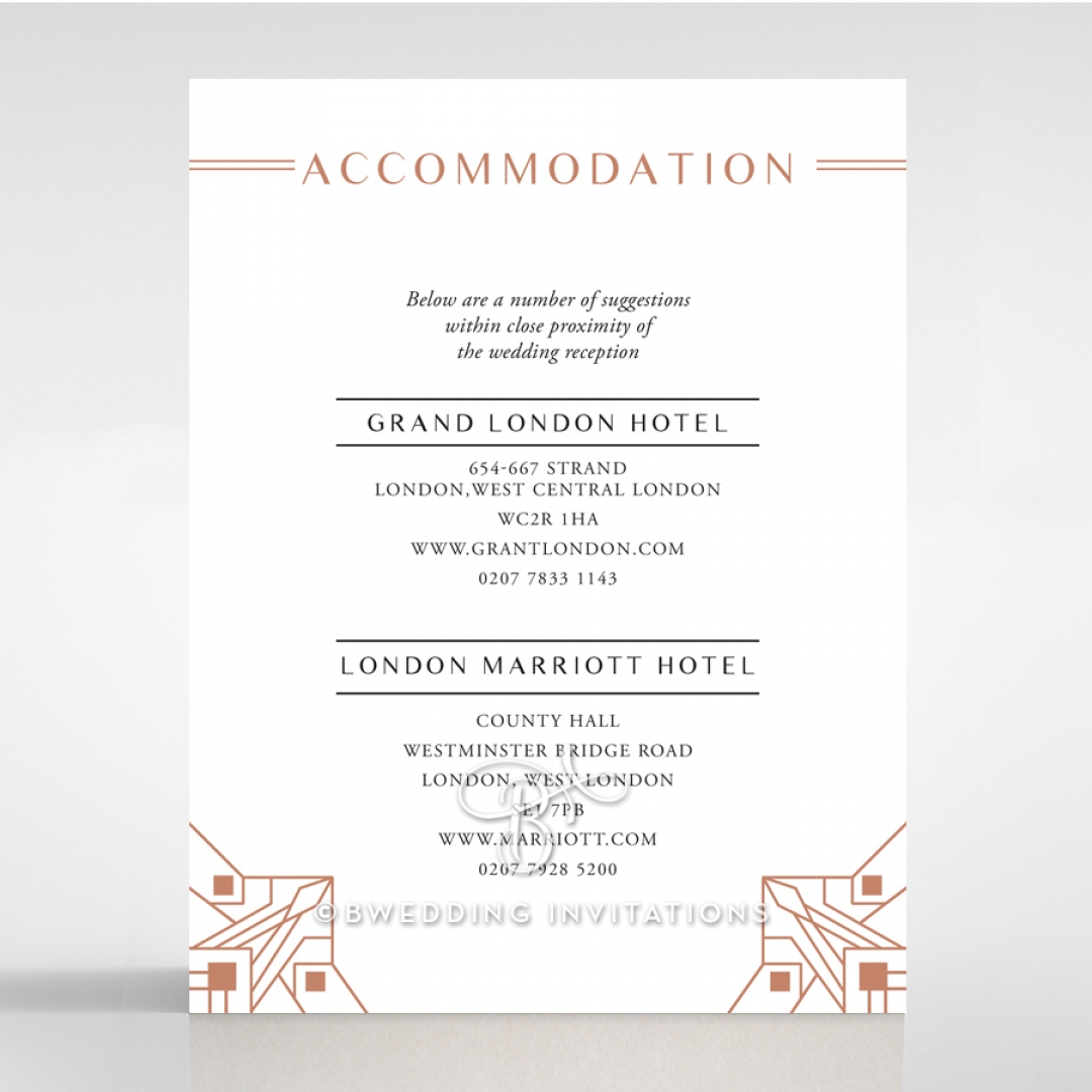 Gatsby Glamour wedding accommodation enclosure invite card