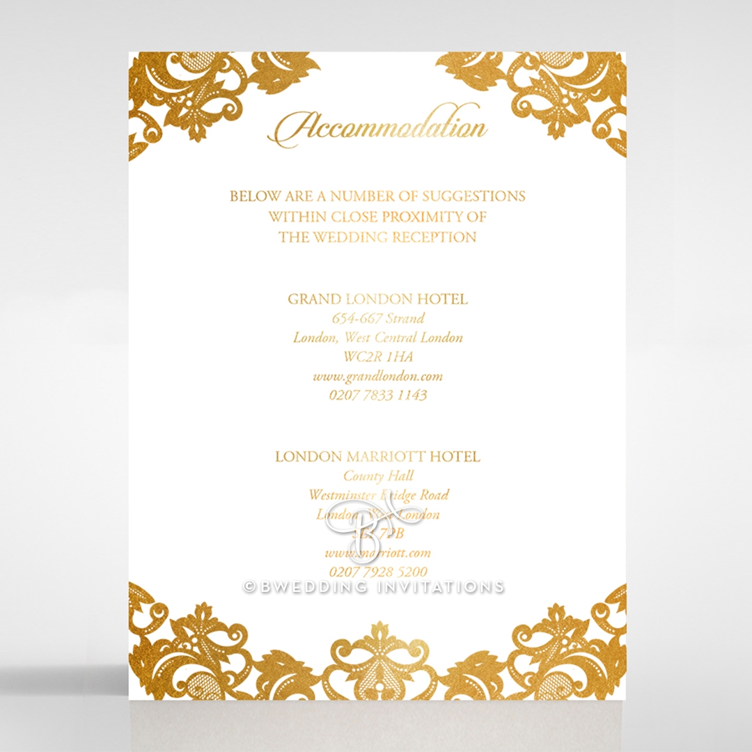 Golden Baroque Pocket with Foil wedding accommodation invitation