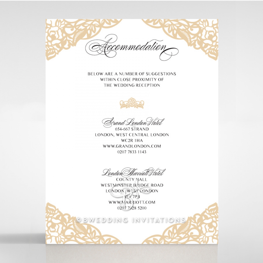 Golden Floral Lux accommodation enclosure stationery card design