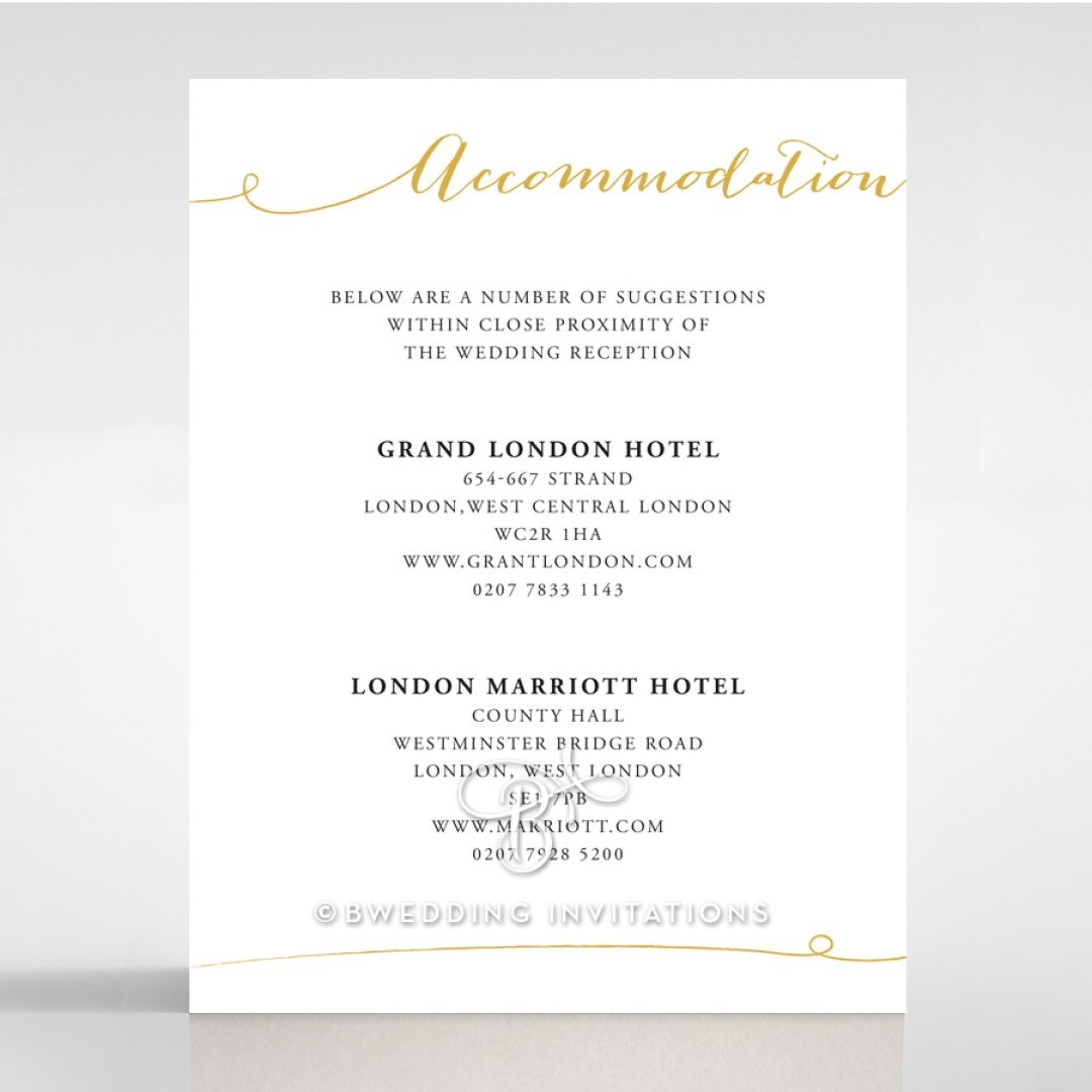 Infinity wedding accommodation card
