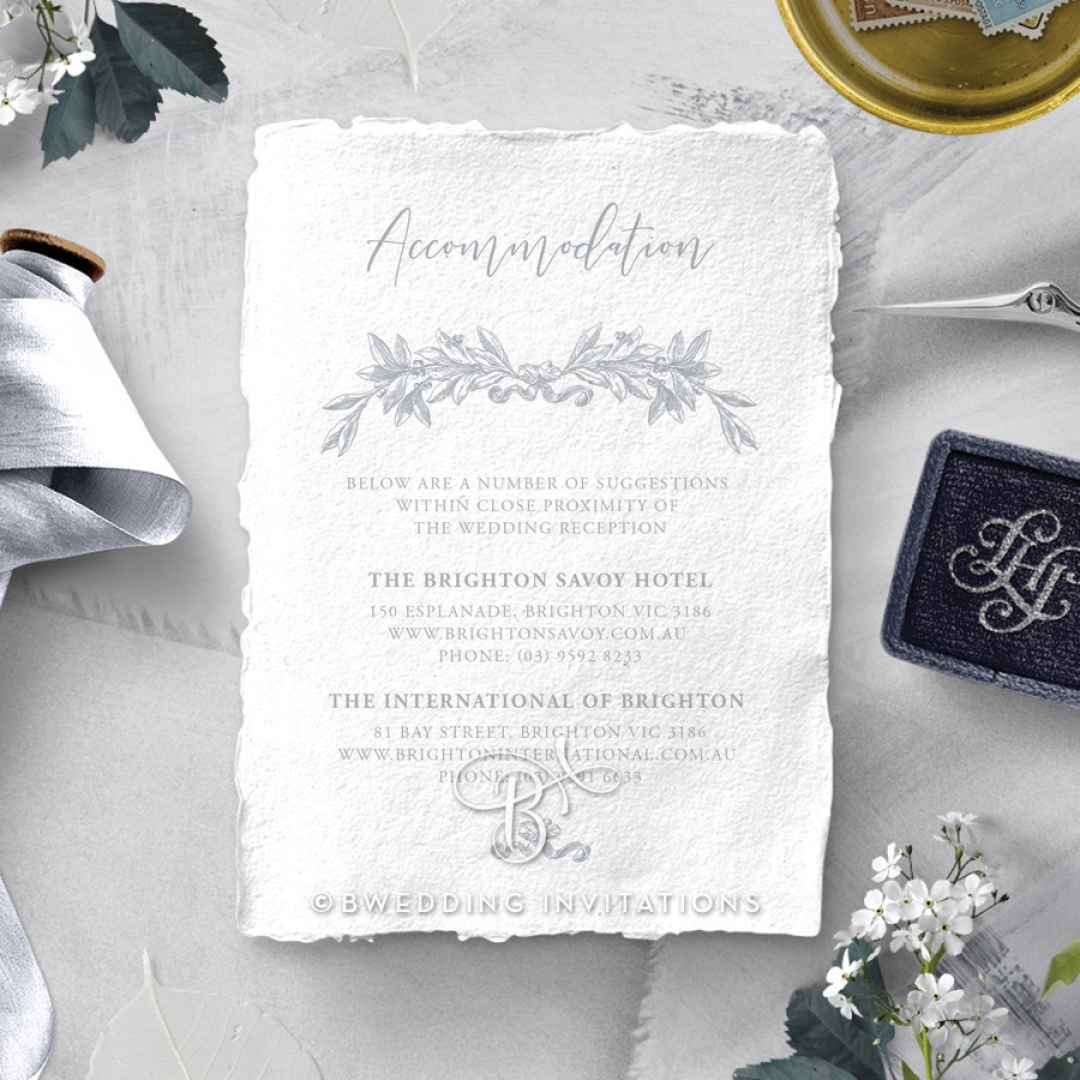 Leafy Wreath wedding stationery accommodation invite card