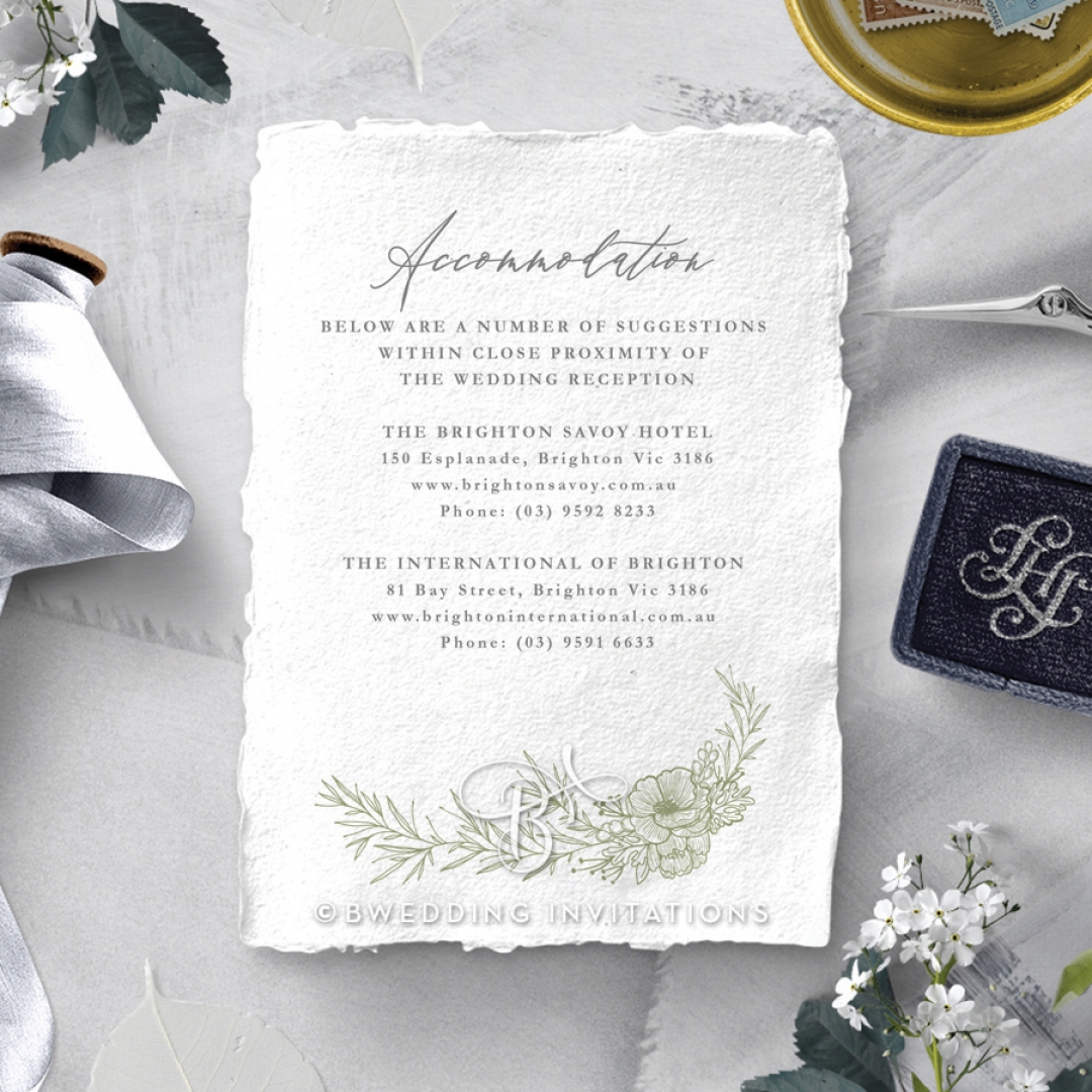 Love Estate wedding stationery accommodation enclosure card