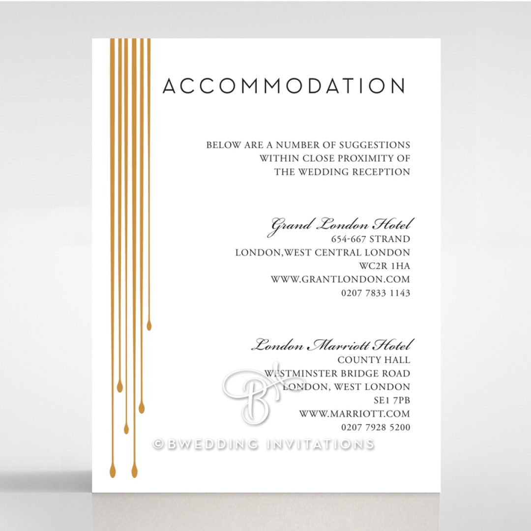 Luxe Intrigue accommodation enclosure card