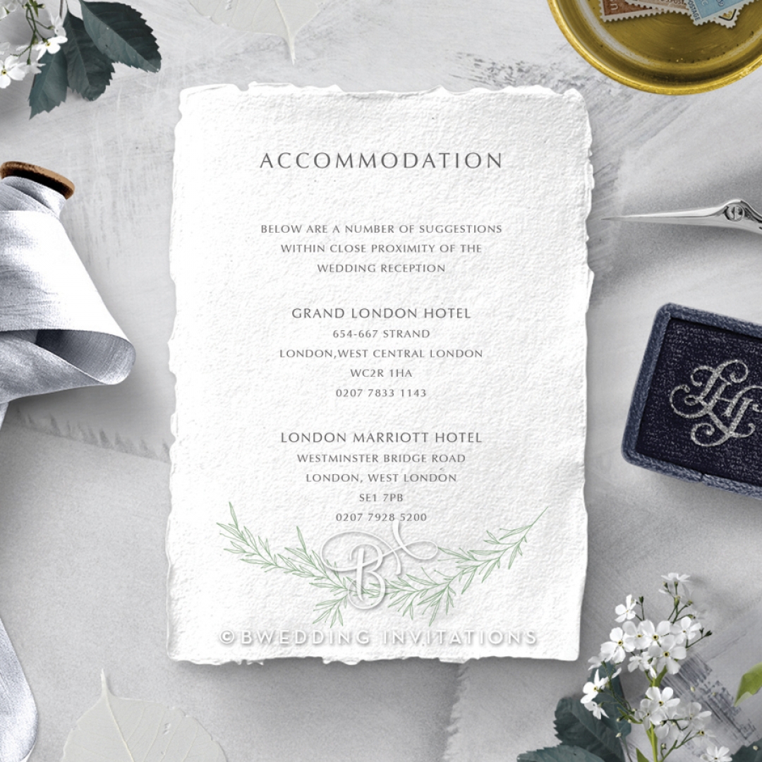 Minimalist Wreath wedding accommodation enclosure invite card design