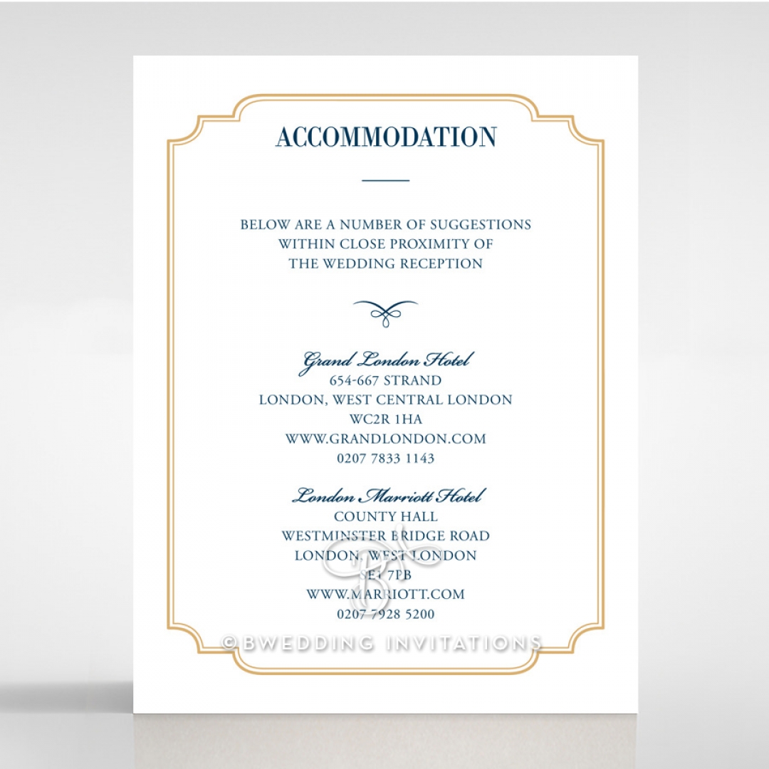 Noble Blue Gates accommodation enclosure stationery card