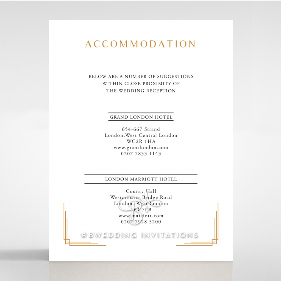 Ornate Luxury wedding accommodation invitation card