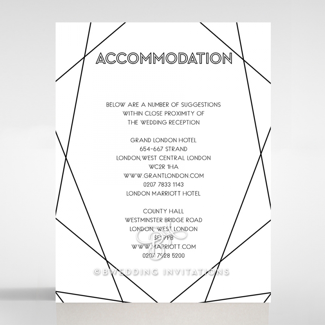 Paper Art Deco wedding stationery accommodation invite card design