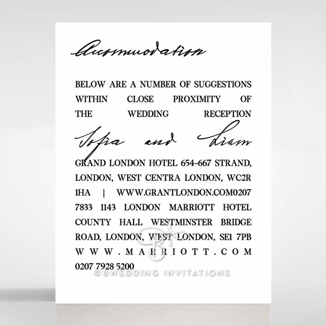 Paper Modern Romance wedding stationery accommodation invite card