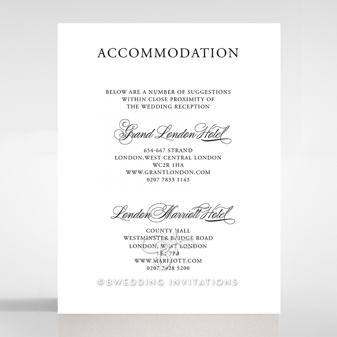 Paper Timeless Romance accommodation card design