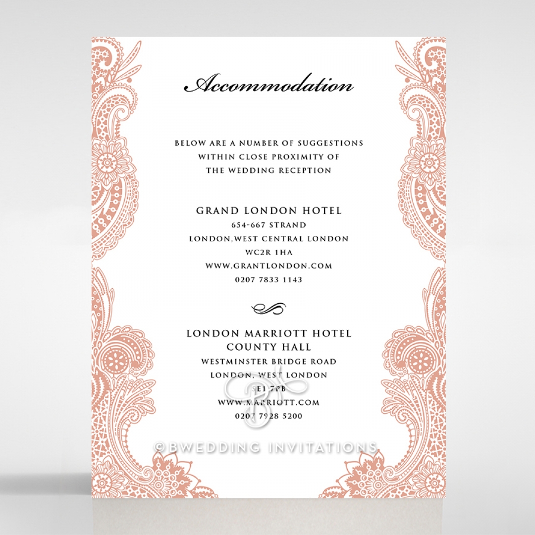 Regal Charm Letterpress wedding accommodation enclosure invite card