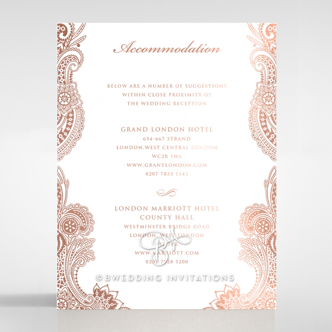 Regal Charm Letterpress with foil wedding accommodation invite