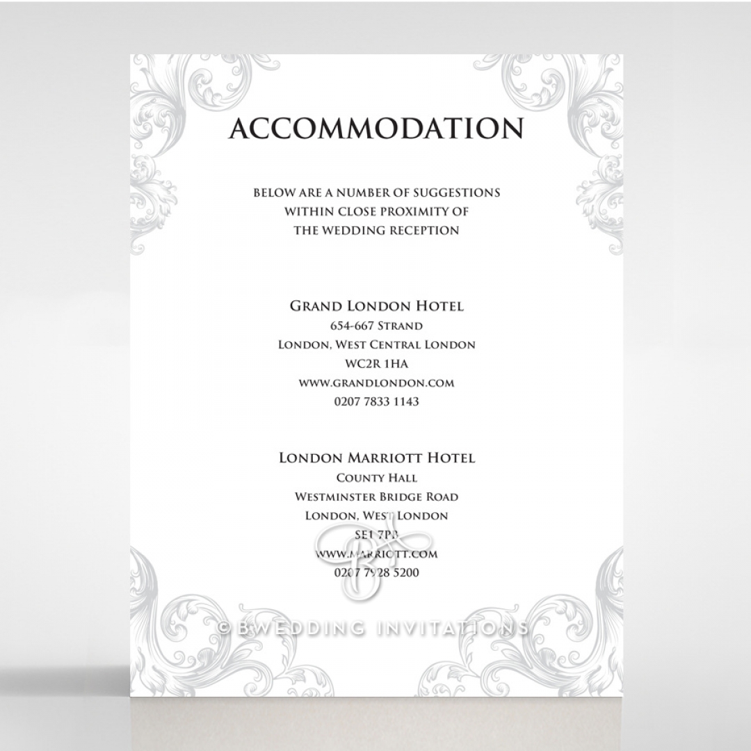 Regally Romantic accommodation enclosure stationery card