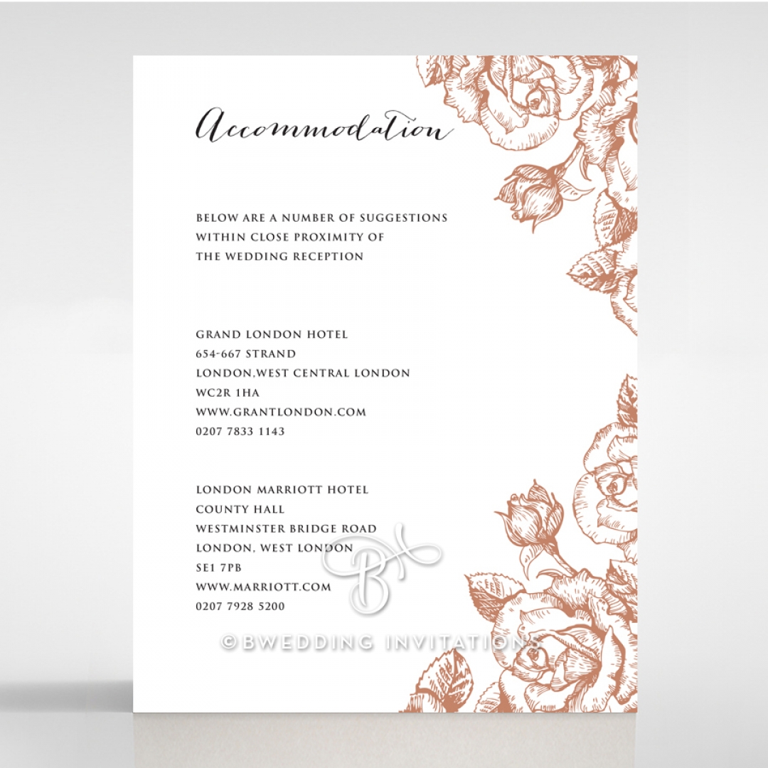 Rose Garden accommodation stationery invite