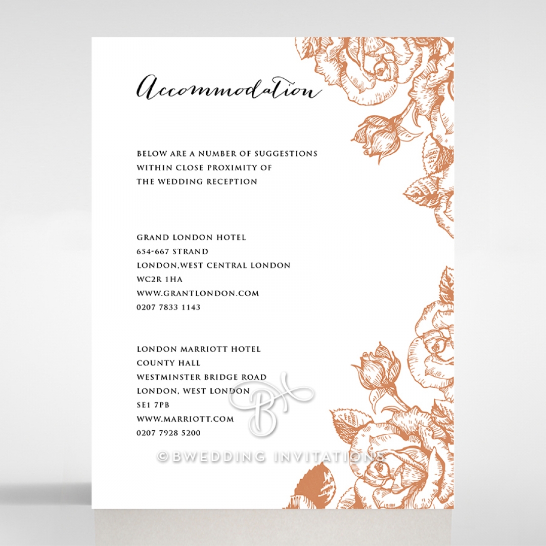 Rose Romance Letterpress wedding accommodation enclosure card design