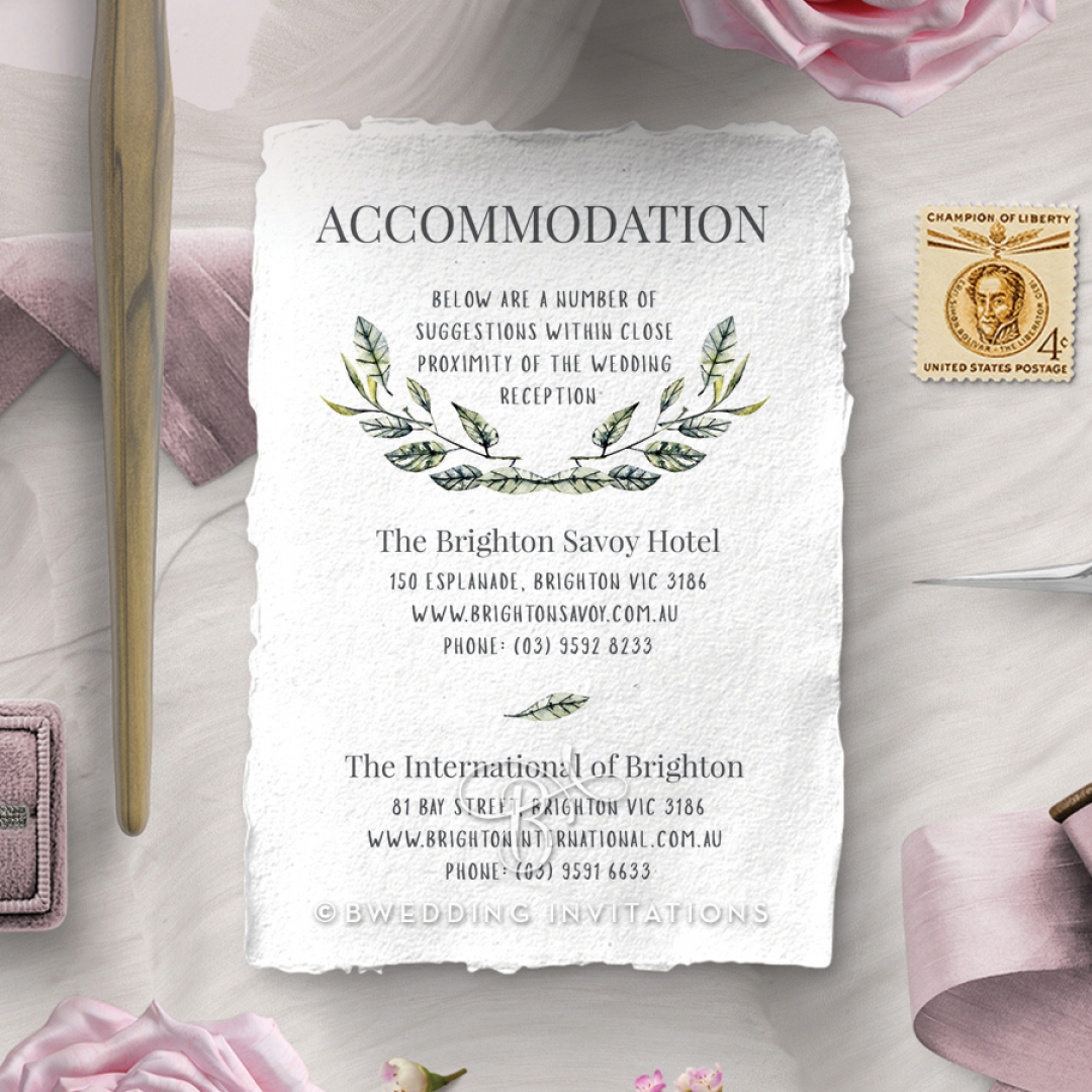 Rustic Affair accommodation enclosure invite card design