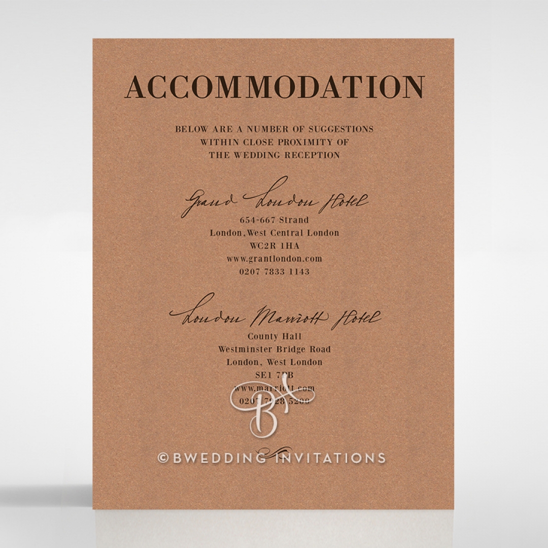 Rustic Love Notes wedding accommodation invite card design