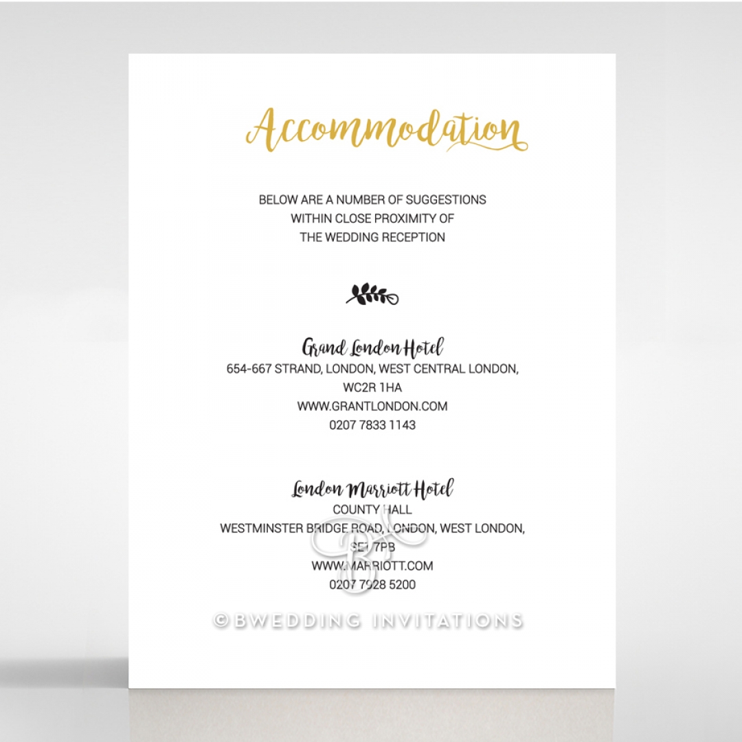 Rustic Lustre wedding stationery accommodation invitation card