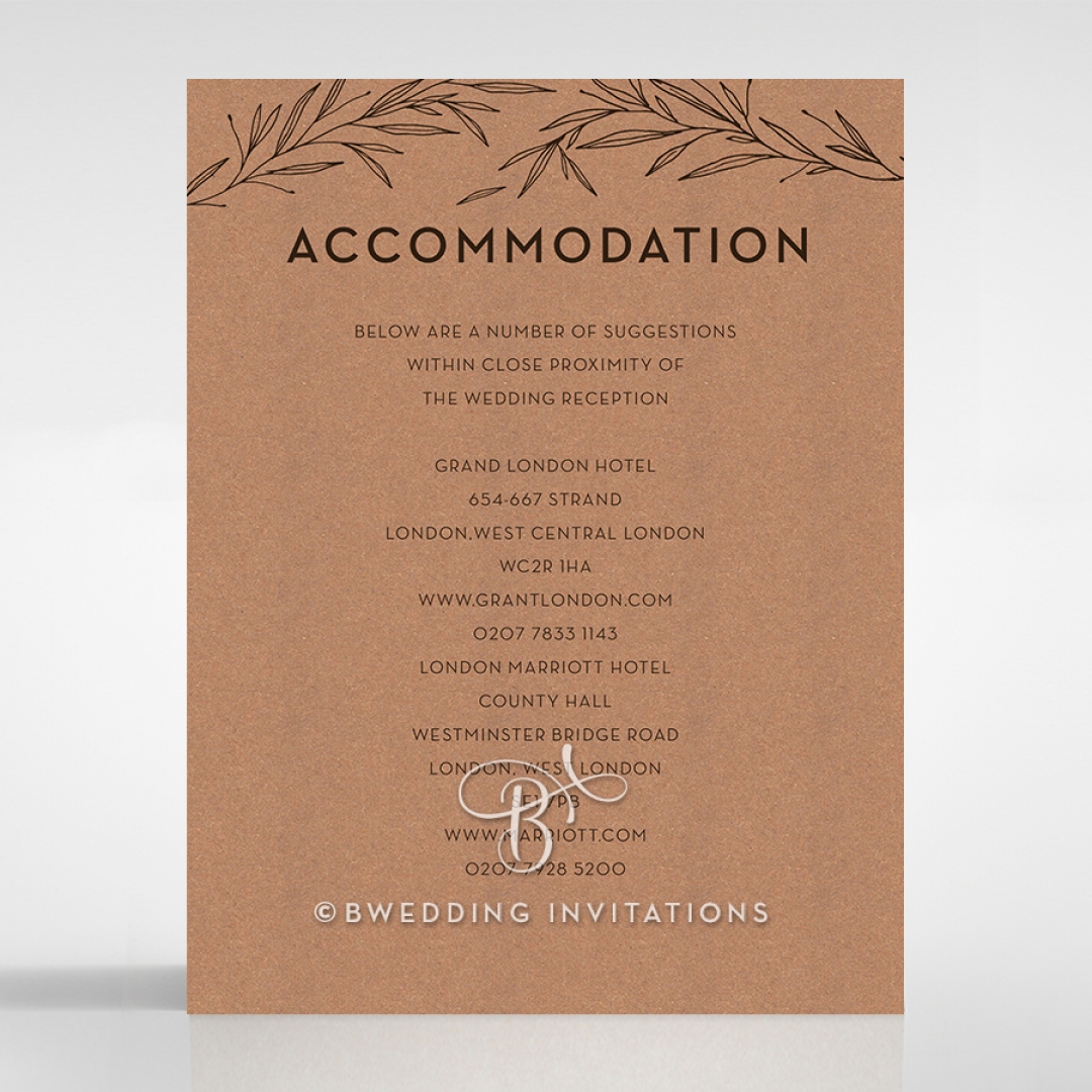 Rustic Oriental wedding accommodation invitation