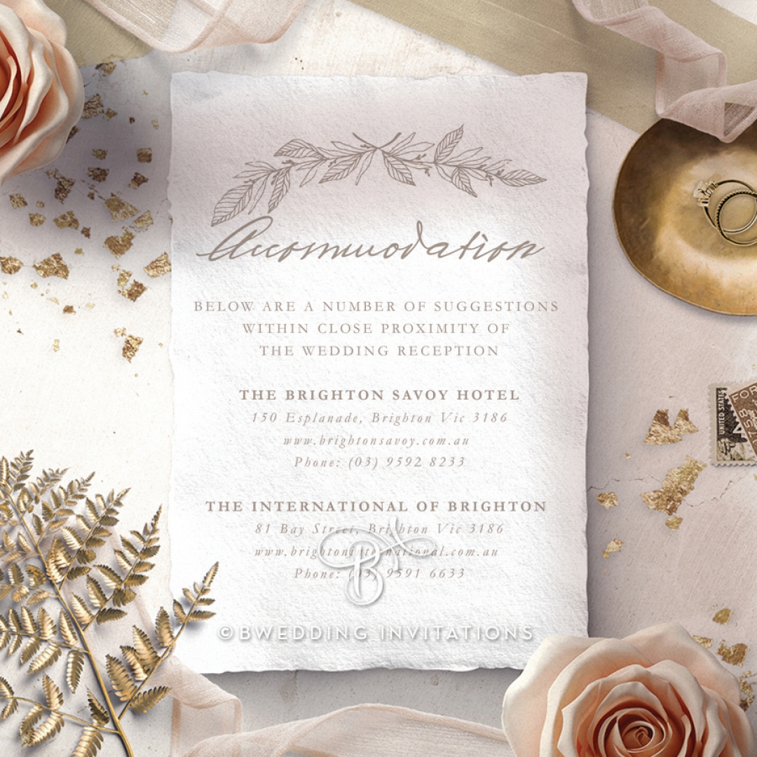 Simple Charm wedding stationery accommodation enclosure card design