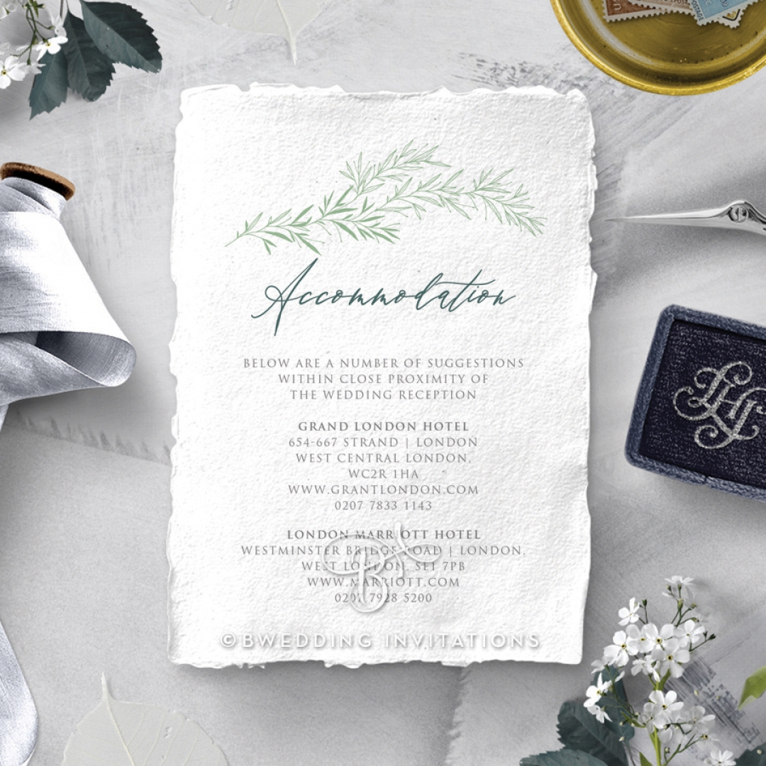 Simple Elegance wedding accommodation enclosure invite card