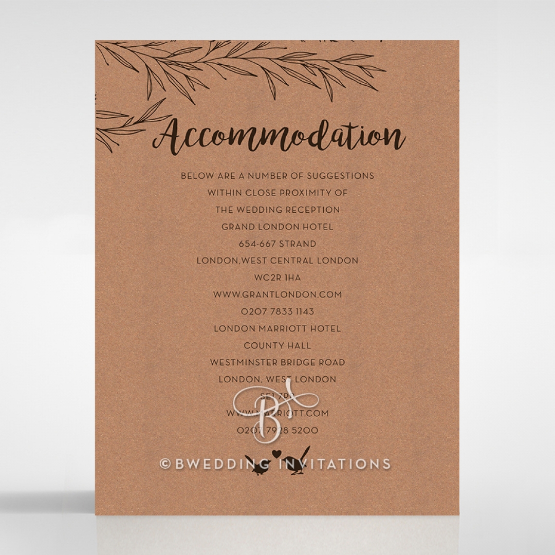 Springtime Love wedding accommodation invitation card design