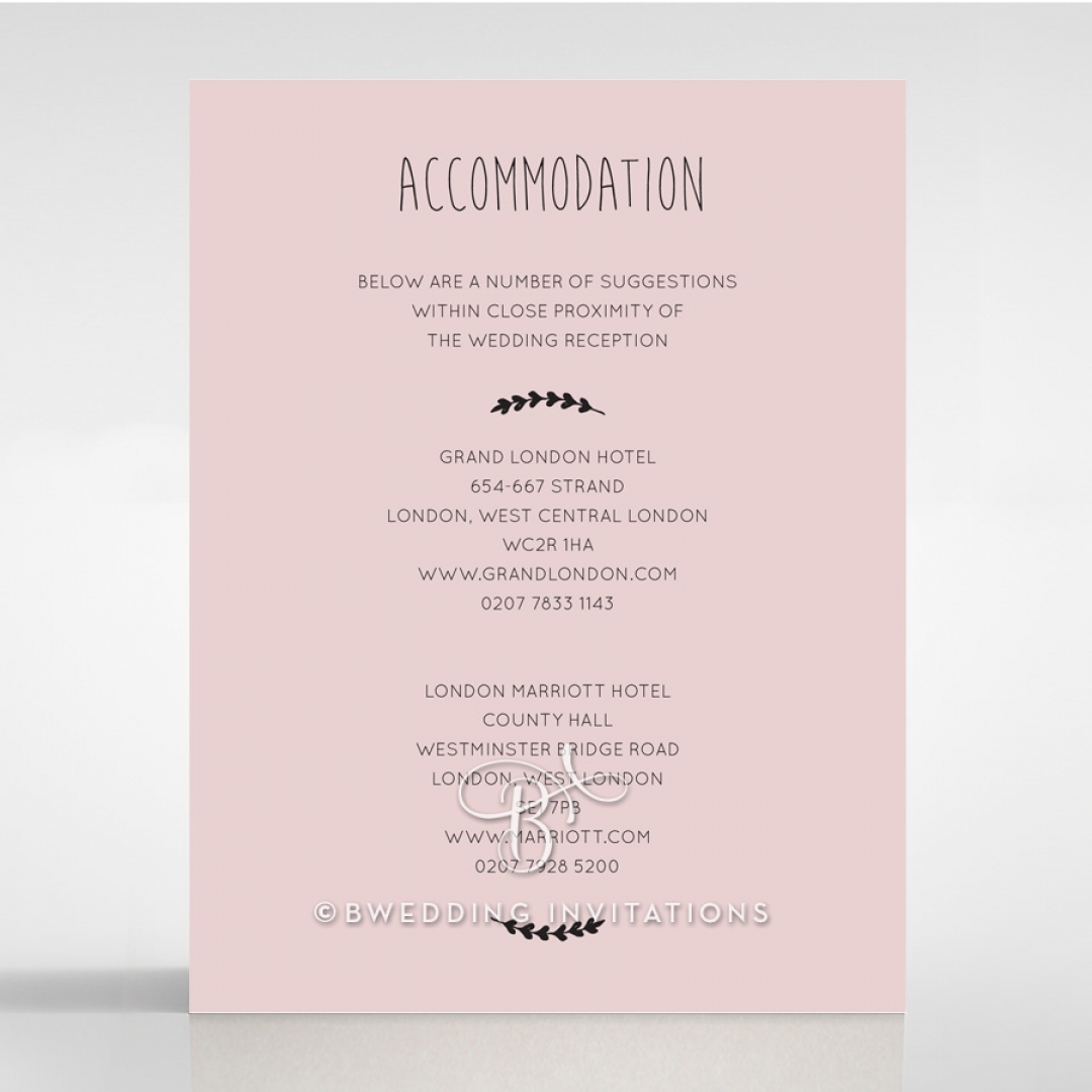 Sweet Romance wedding accommodation invite