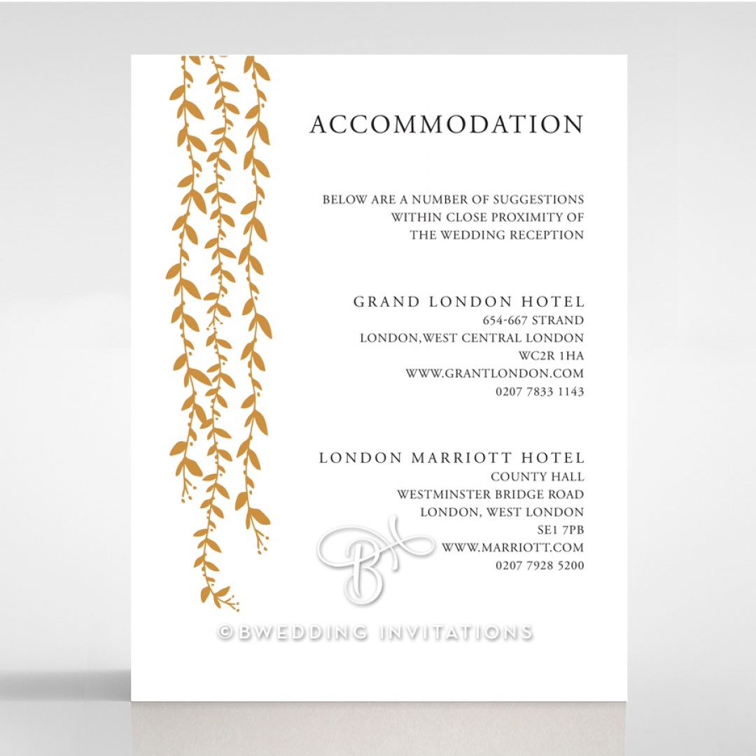 Unbroken Romance wedding accommodation invitation card design