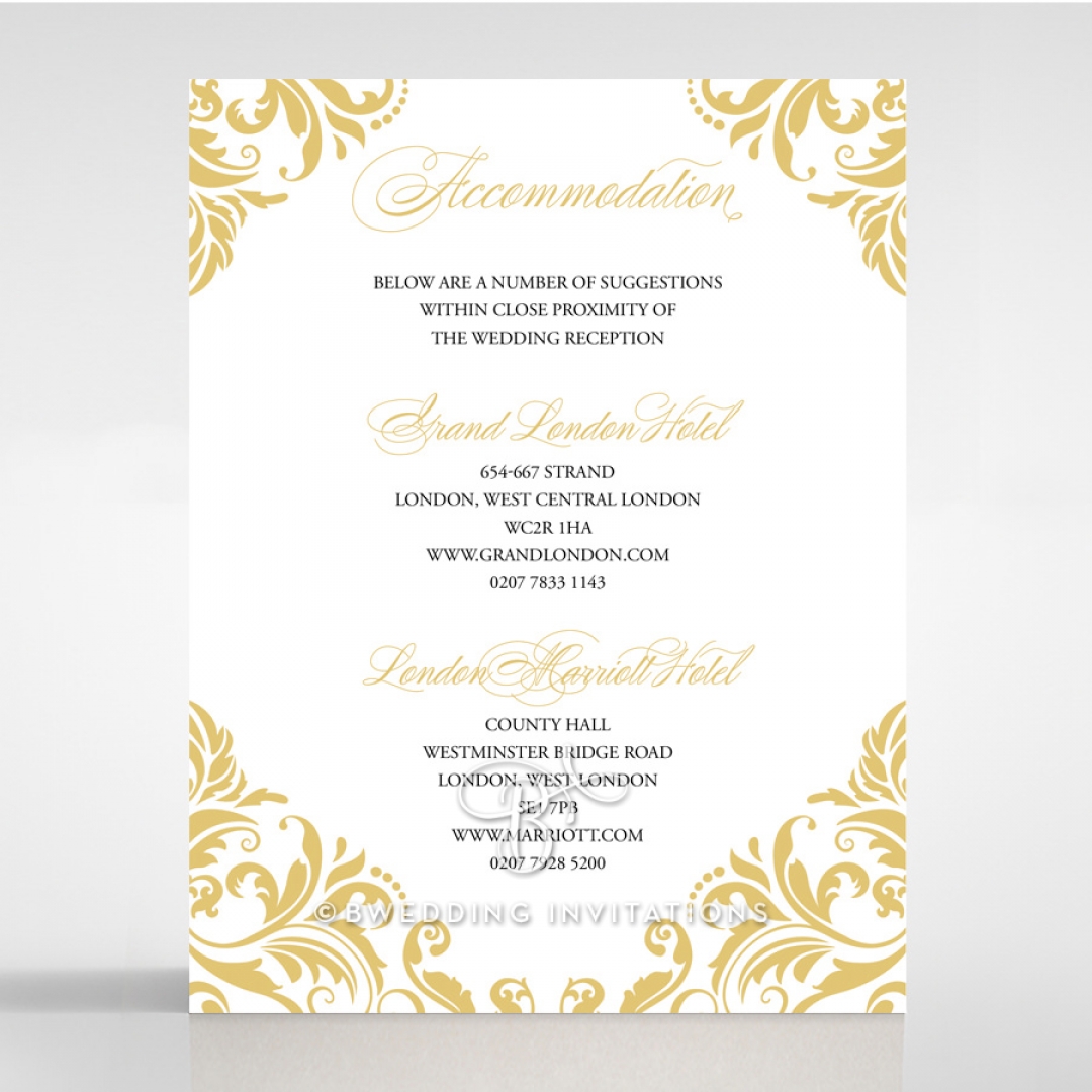 Victorian Extravagance wedding accommodation invite