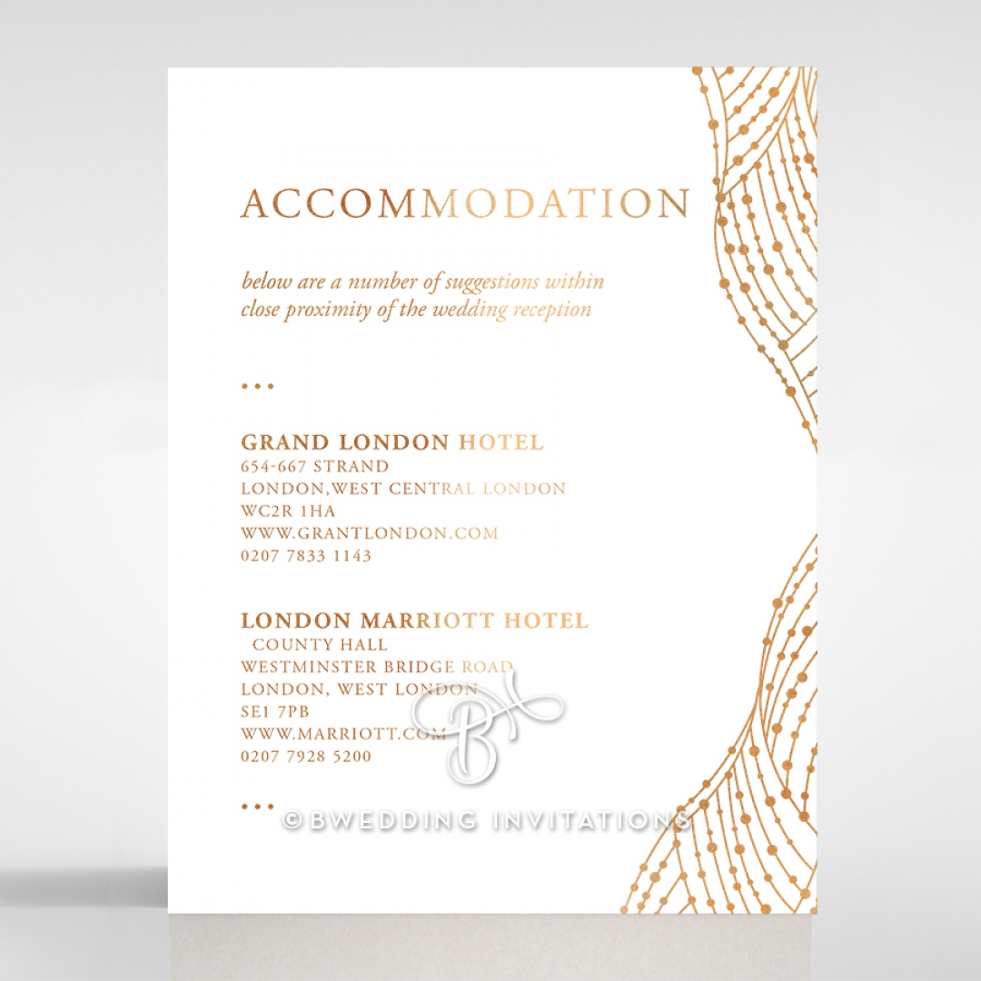 Woven Love Letterpress with foil wedding accommodation invite card